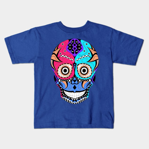 mascaras y calaveras, skull and mask to protect Kids T-Shirt by jorge_lebeau